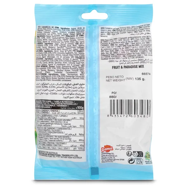 Gominolas fruit & paradise mix Damel 135 g 3