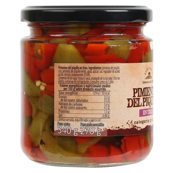 Pimientos del piquillo rojo y verde en tiras Dia Vegecampo 275 g 3