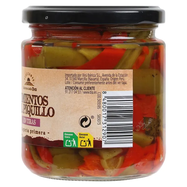 Pimientos del piquillo rojo y verde en tiras Dia Vegecampo 275 g 4