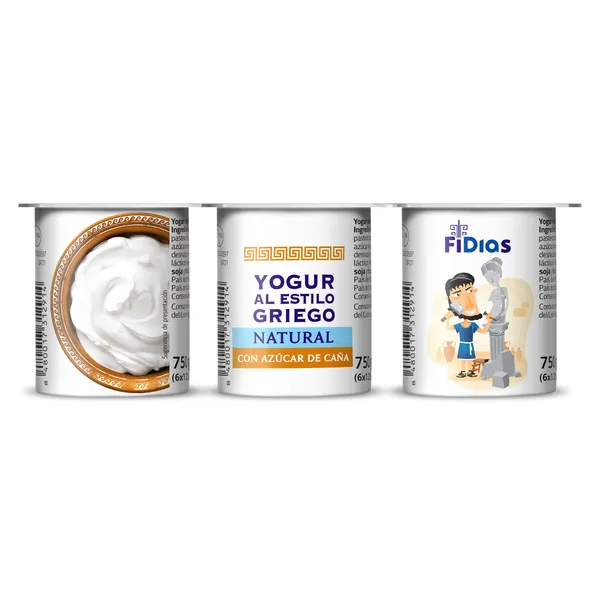 Yogur griego natural con azúcar de caña Dia Fidias 6 x 125 g 3