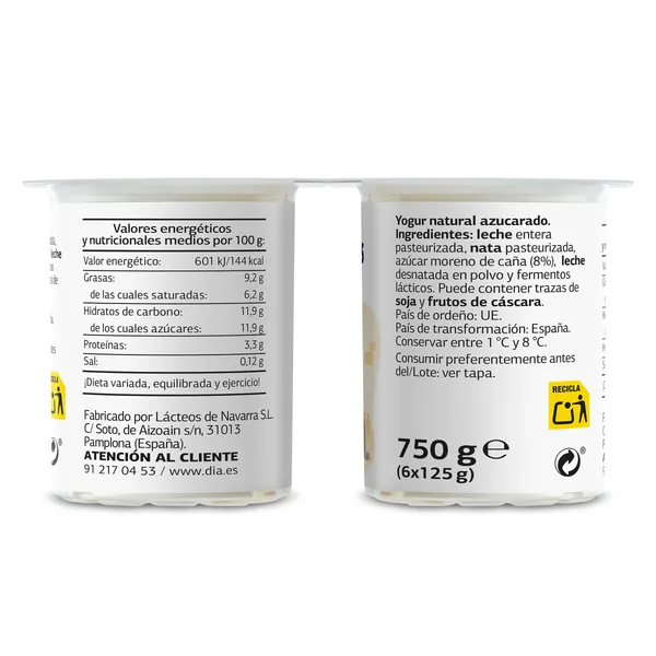 Yogur griego natural con azúcar de caña Dia Fidias 6 x 125 g 5