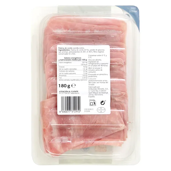 Paleta cocida Nuestra Alacena de Dia sobre 180 g 2