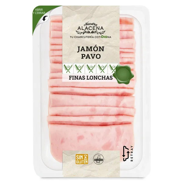 Jamón de pavo finas lonchas Nuestra Alacena de Dia sobre 180 g