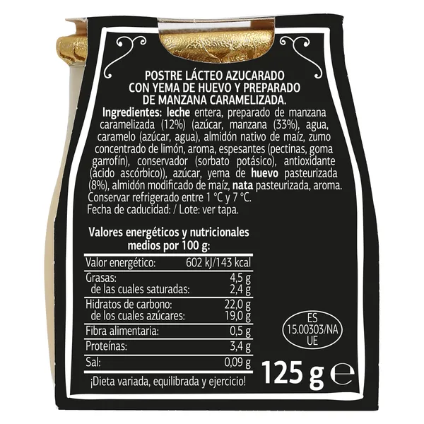 Natillas al huevo con manzana caramelizada Caprichoso Dia vaso 125 g 3