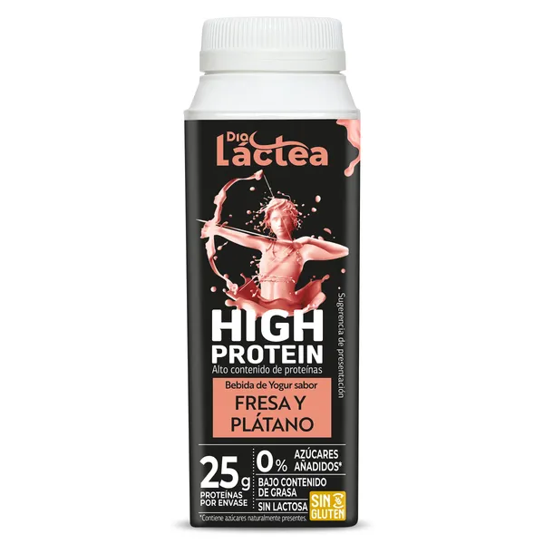 Bebida de yogur sabor fresa y plátano alta en proteínas Dia Láctea 250 ml 2