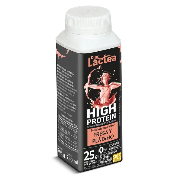 Bebida de yogur sabor fresa y plátano alta en proteínas Dia Láctea 250 ml 3
