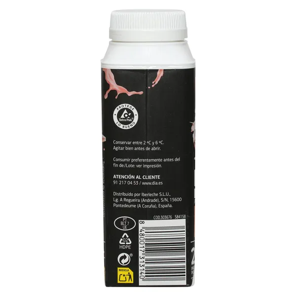 Bebida de yogur sabor fresa y plátano alta en proteínas Dia Láctea 250 ml 5