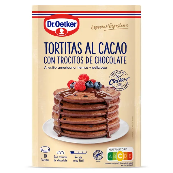 Preparado para tortitas al cacao con chocolate Dr. Oetker bolsa 210 g