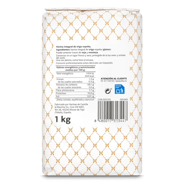 Harina de espelta integral El Molino de Dia 1 Kg 4