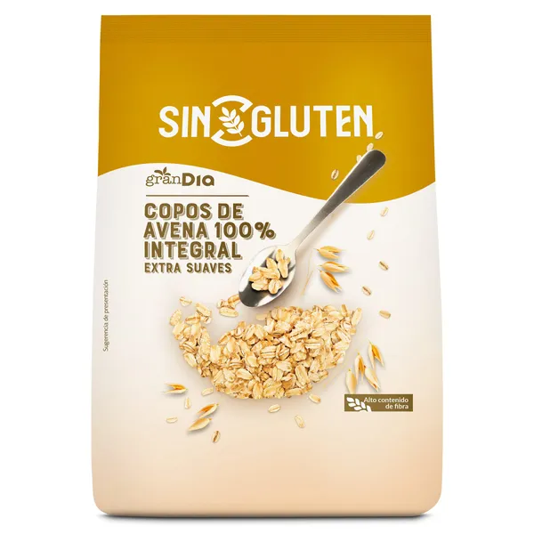 Copos de avena 100% integral sin gluten Gran Dia bolsa 500 g 2