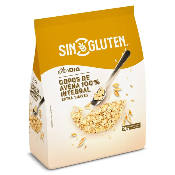 Copos de avena 100% integral sin gluten Gran Dia bolsa 500 g 3