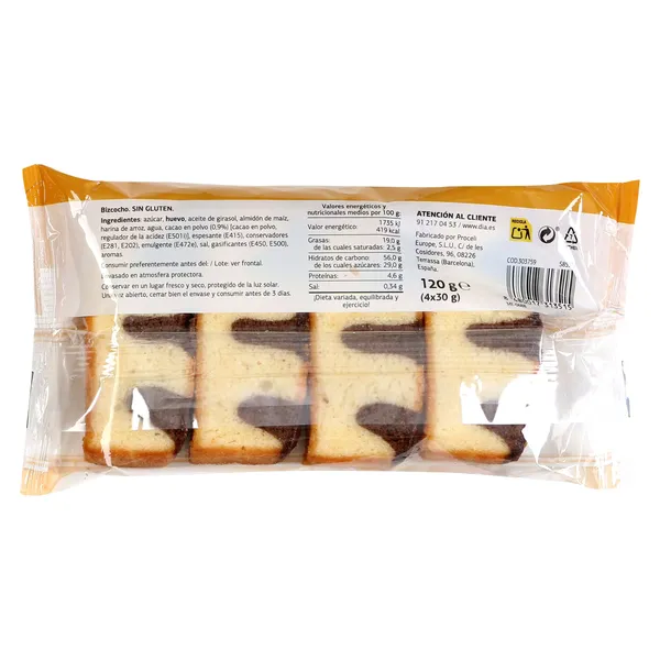 Bocadito marmolado sin gluten El molino de Dia bolsa 120 g 2