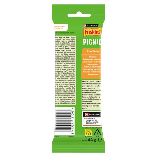 Snack para perros picnic con pollo Friskies bolsa 42 g 2