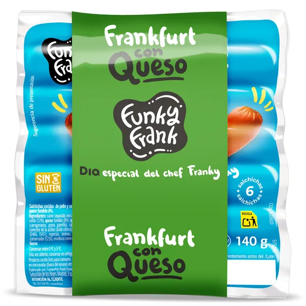 Salchichas frankfurt con queso Funky Frank de Dia bolsa 2 x 140 g 2