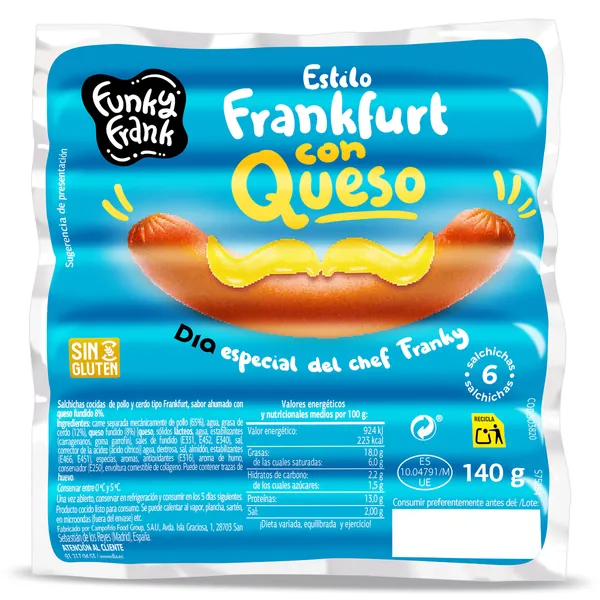 Salchichas frankfurt con queso Funky Frank de Dia bolsa 2 x 140 g