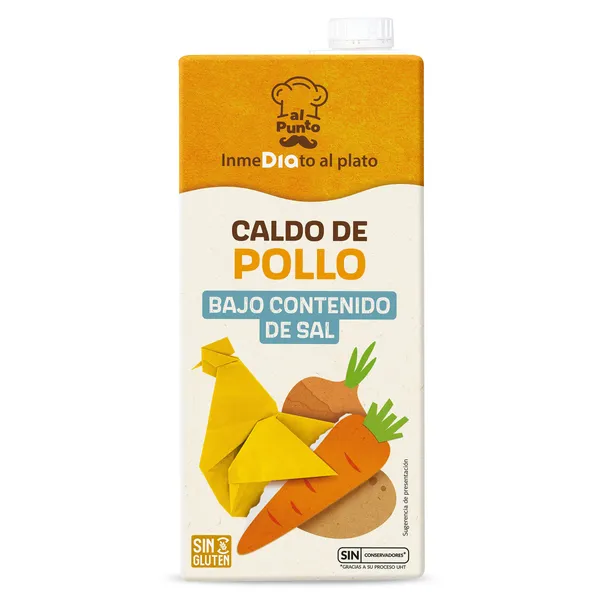 Caldo de pollo bajo en sal Dia Al punto brik 1 L 2