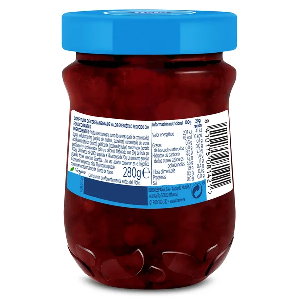 Mermelada de cerezas 0% azúcares añadidos Hero 280 g 3