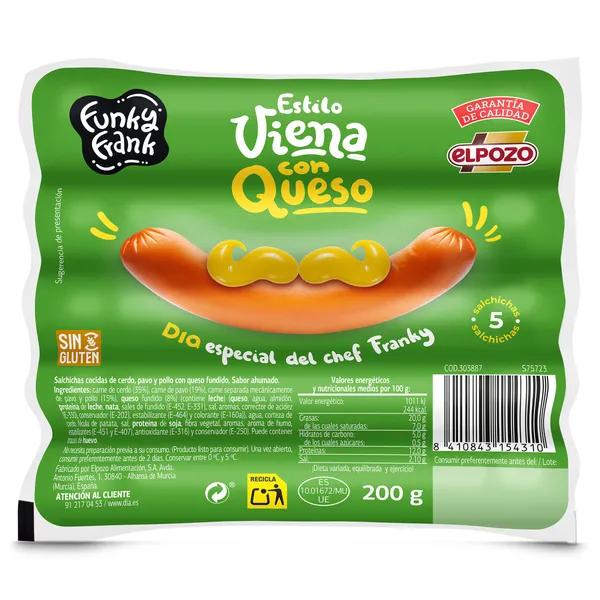 Salchichas viena con queso Dia Funky Frank 200 g 2