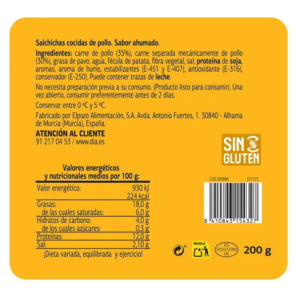 Salchichas viena de pollo Dia Funky Frank 200 g 3