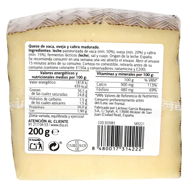 Queso mezcla Tradición Dia El Cencerro 200 g 3