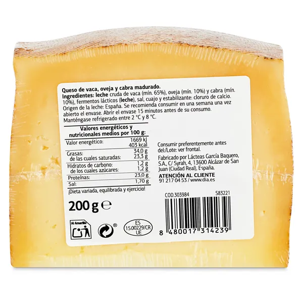 Queso mezcla Evolución Dia El Cencerro 200 g 3