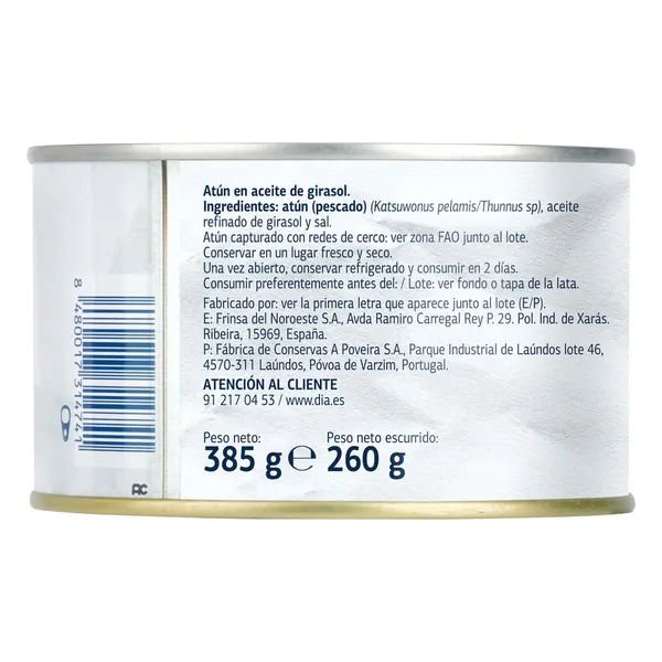 Atún en aceite de girasol Dia Mari Marinera 260 g 4