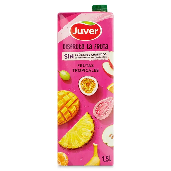 Bebida de zumo de frutas tropicales sin azúcares añadidos Juver brik 1.5 L 2
