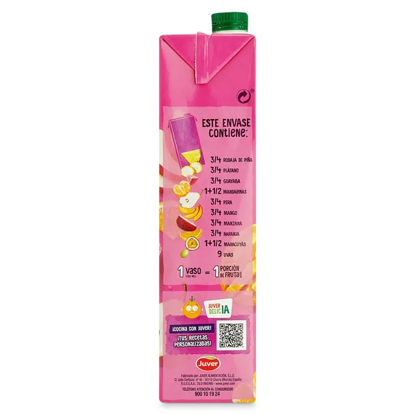 Bebida de zumo de frutas tropicales sin azúcares añadidos Juver brik 1.5 L 3