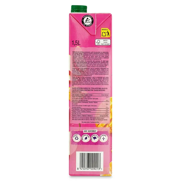 Bebida de zumo de frutas tropicales sin azúcares añadidos Juver brik 1.5 L 4