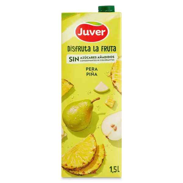 Bebida de zumo de pera y piña sin azúcares añadidos Juver brik 1.5 L 2