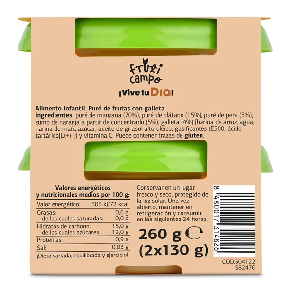 Puré de frutas con galleta Dia Fruticampo pack 2 x 130 g 4