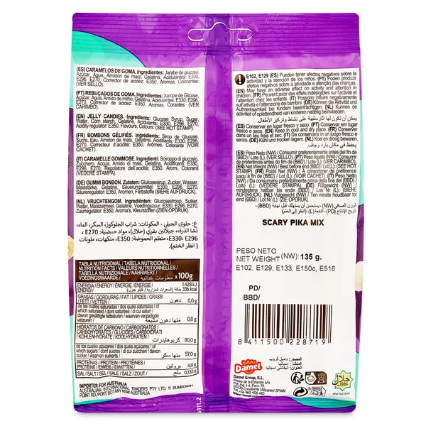 Golosinas scary pica mix Damel bolsa 135 g 2