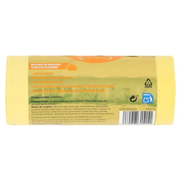 Bolsa de basura 30 L para envases con autocierre Dia Super Paco 20 unidades 4