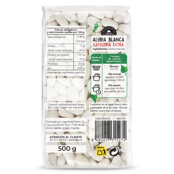 Alubias blancas extra Dia Vegecampo bolsa 500 g 3