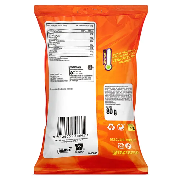 Snack intense nacho Takis bolsa 80 g 2