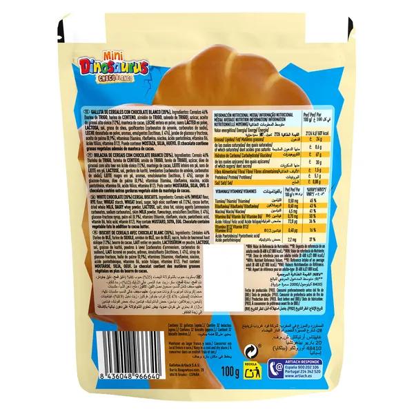 Mini galletas choco blanco Artiach Dinosaurus bolsa 120 g 2
