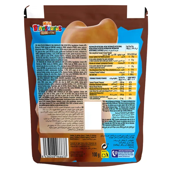 Mini galletas choco leche Artiach Dinosaurus bolsa 120 g 2