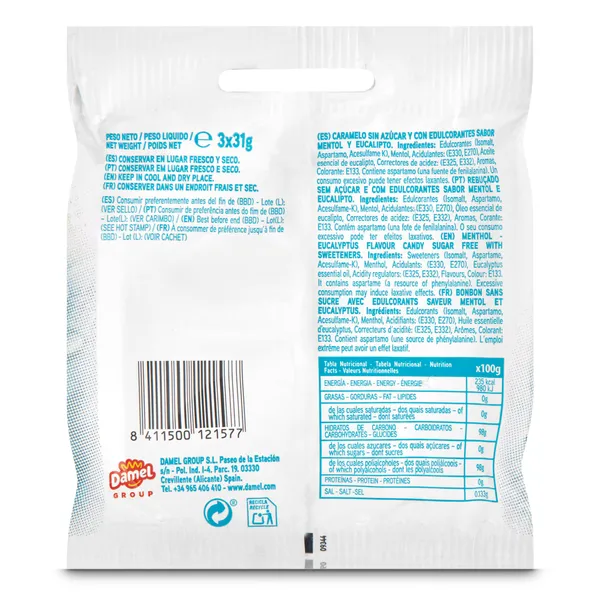Caramelos de eucalipto y mentol sin azúcar Pectol bolsa 93 g 2