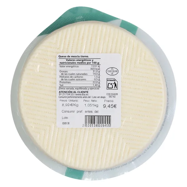Queso tierno mezcla Dia El Cencerro 1 Kg 6