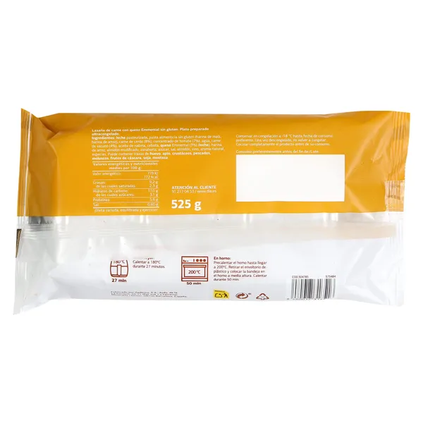 Lasaña boloñesa sin gluten Dia Al Punto 525 g 2