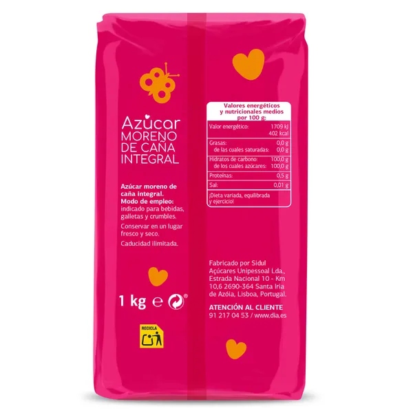 Azúcar moreno de caña integral Dia bolsa 1 Kg 3