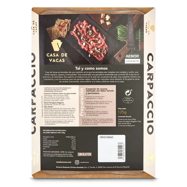 Carpaccio con salsa de trufa Casa de vacas 125 g 4