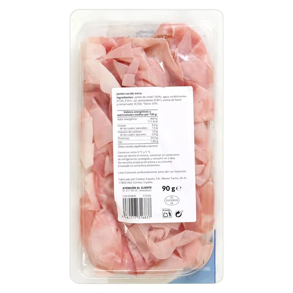 PÉTALOS jamón cocido 50% duroc 93% carne Nuestra Alacena de Dia sobre 90 g 2