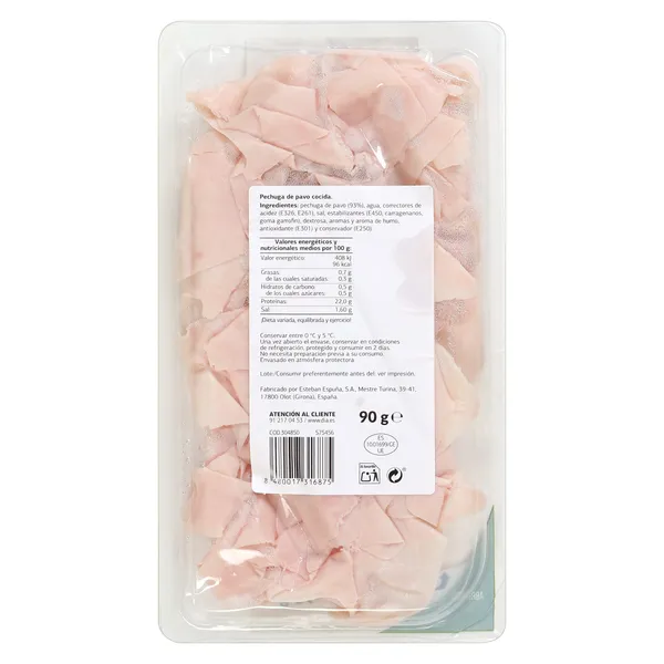 PÉTALOS pechuga de pavo 93% carne Nuestra Alacena de Dia sobre 90 g 2