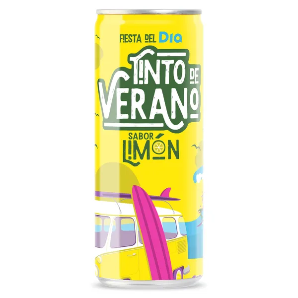 Tinto de verano sabor limón Fiesta del dia lata 33 cl