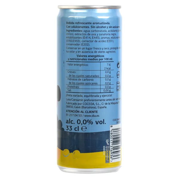 Tinto de verano sin alcohol y sin azúcar con limón Fiesta del Dia 330 ml 3