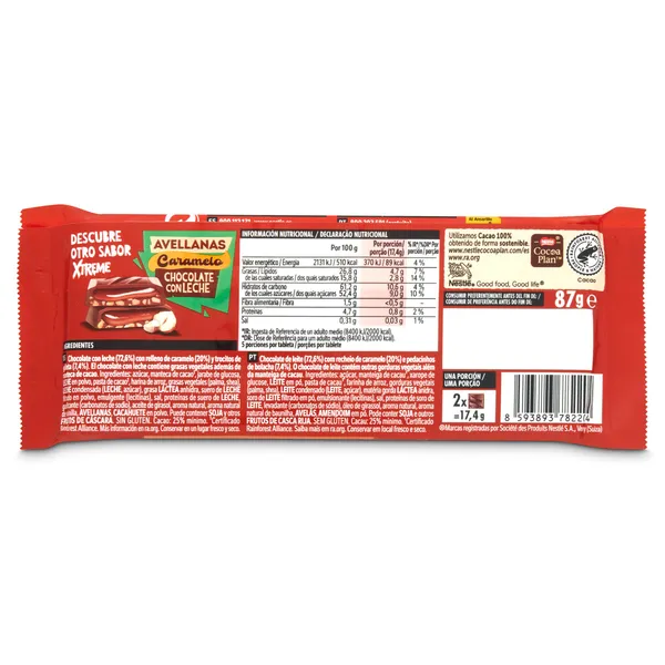 Chocolate con leche relleno de galleta y caramelo Nestlé Extrafino 87 g 2