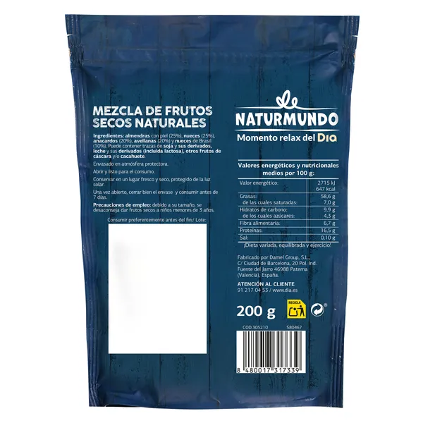 Mix de frutos secos naturales Dia Naturmundo 200 g 3