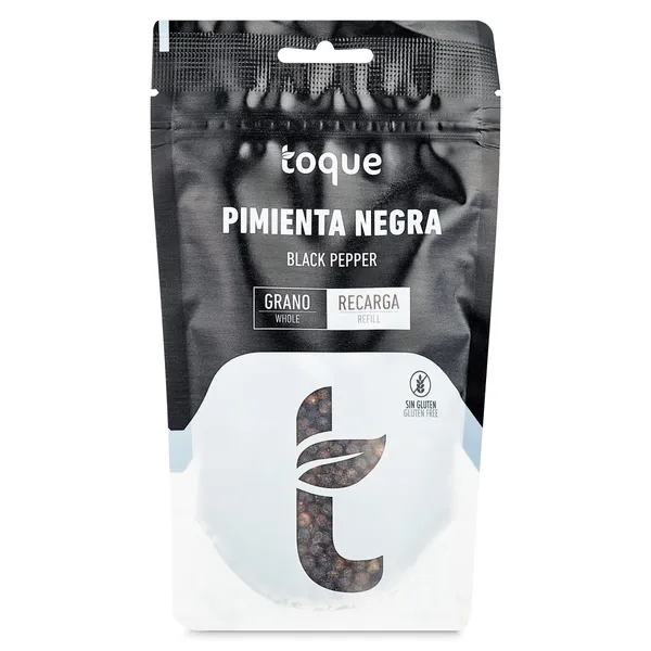 Pimienta negra en grano Toque bolsa 90 g
