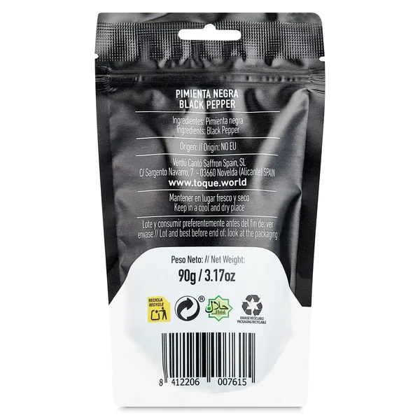 Pimienta negra en grano Toque bolsa 90 g 2